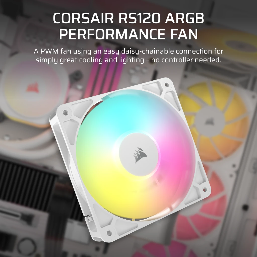 Corsair RS120 ARGB 120mm PWM Fan - White thumbnail 2