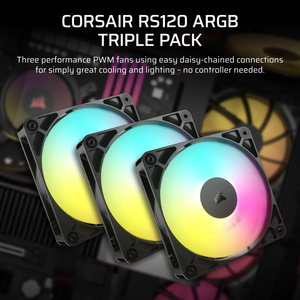 RS120 ARGB 120mm PWM Fans - Triple Pack