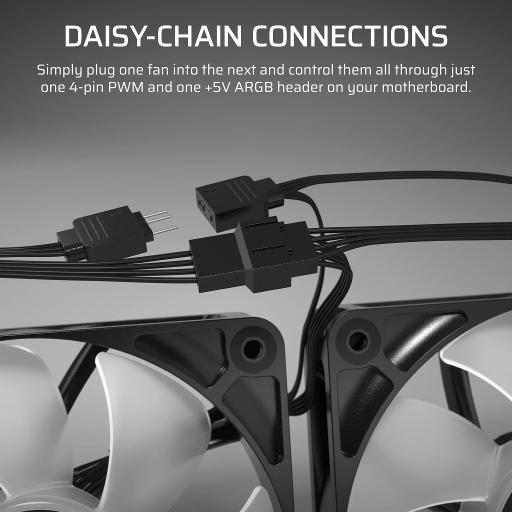 Corsair RS140 ARGB 140mm PWM Fans - Dual Pack - White thumbnail 4