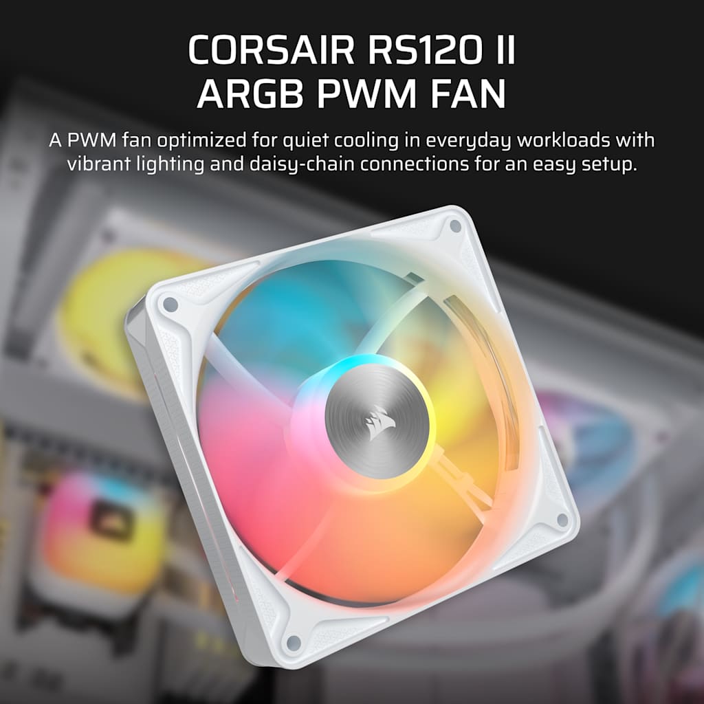 Corsair RS120 II ARGB 120mm PWM Fan - White thumbnail 2