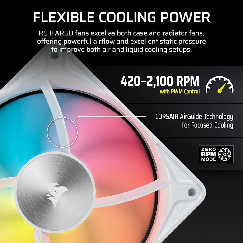 Corsair RS120 II ARGB 120mm PWM Fan - White thumbnail 6