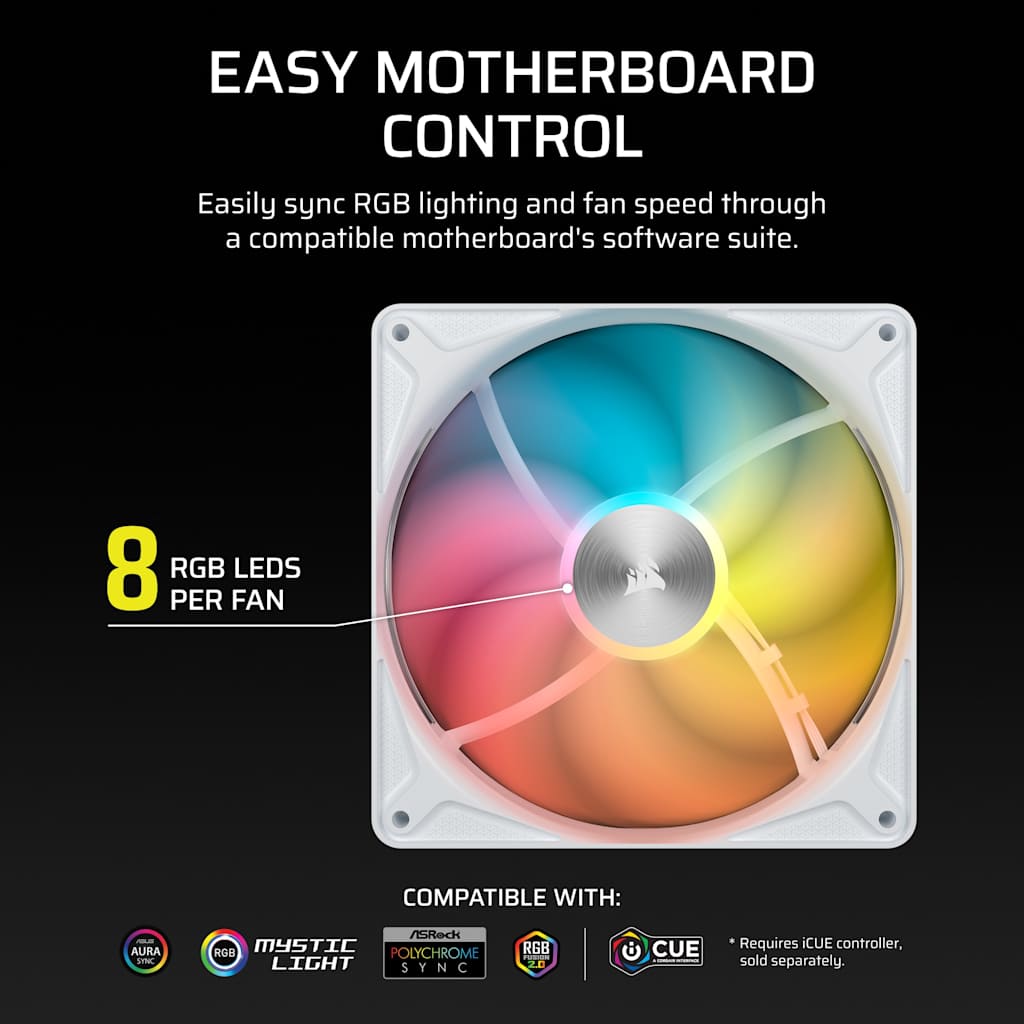 Corsair RS140 II ARGB 140mm PWM Fan - White thumbnail 3
