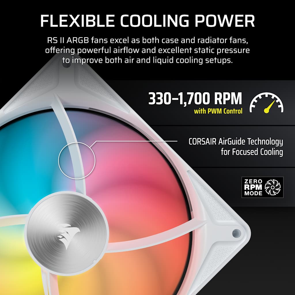 Corsair RS140 II ARGB 140mm PWM Fan - White thumbnail 6