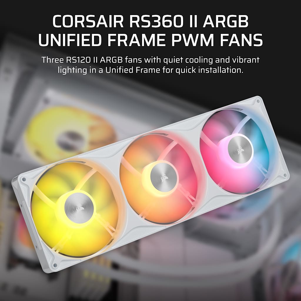 Corsair RS360 II ARGB Unified Frame PWM Fans - White thumbnail 2