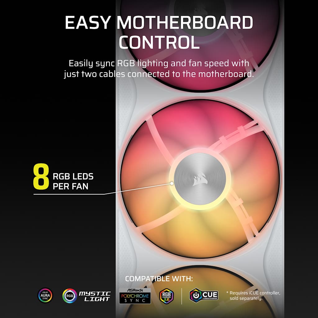 Corsair RS360 II ARGB Unified Frame PWM Fans - White thumbnail 3