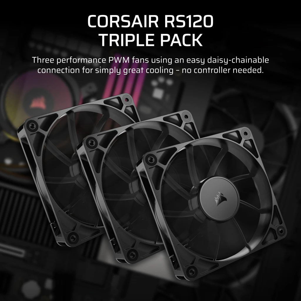 Corsair RS120 120mm PWM Fans - Triple Pack thumbnail 2
