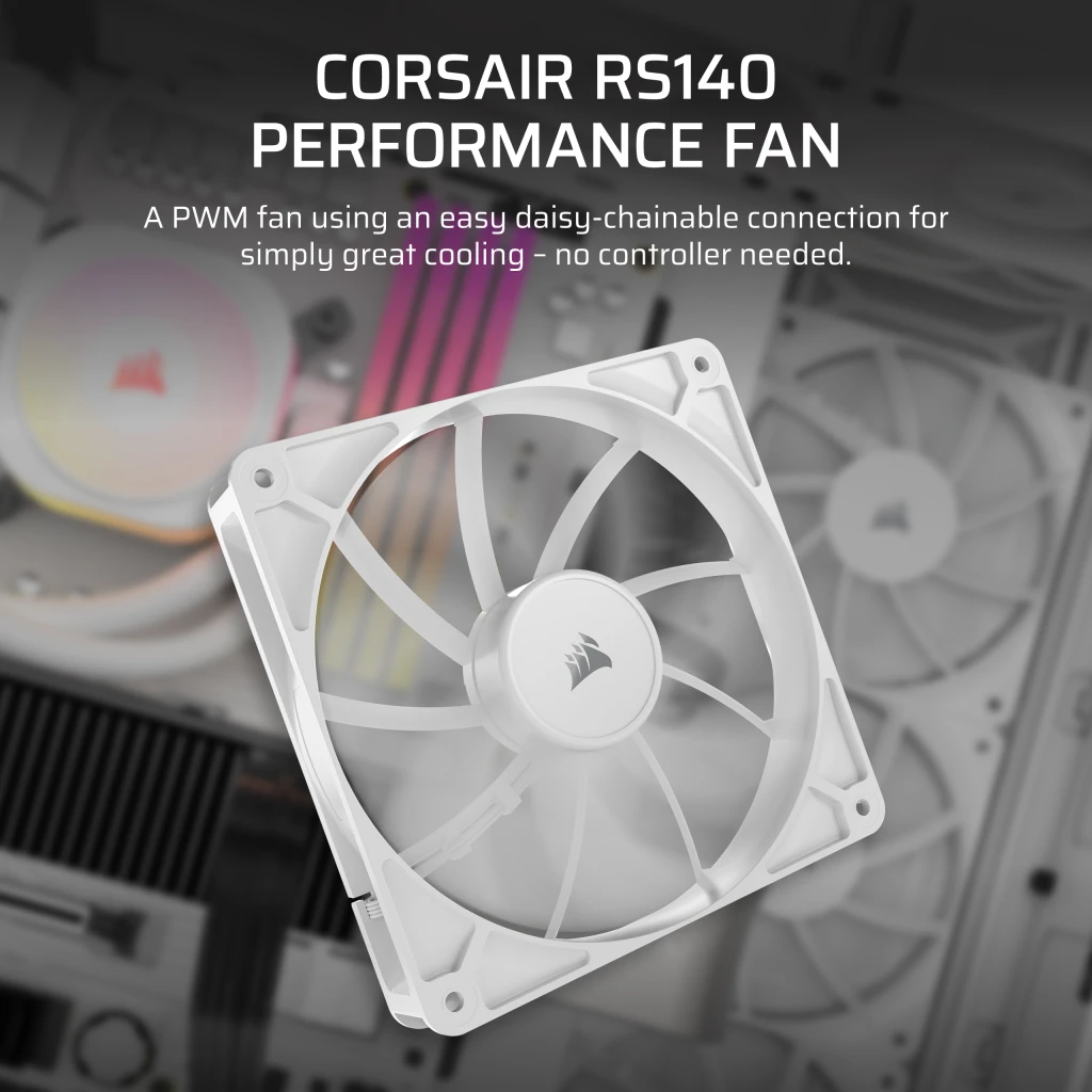Corsair RS140 140mm PWM Fan - White thumbnail 2