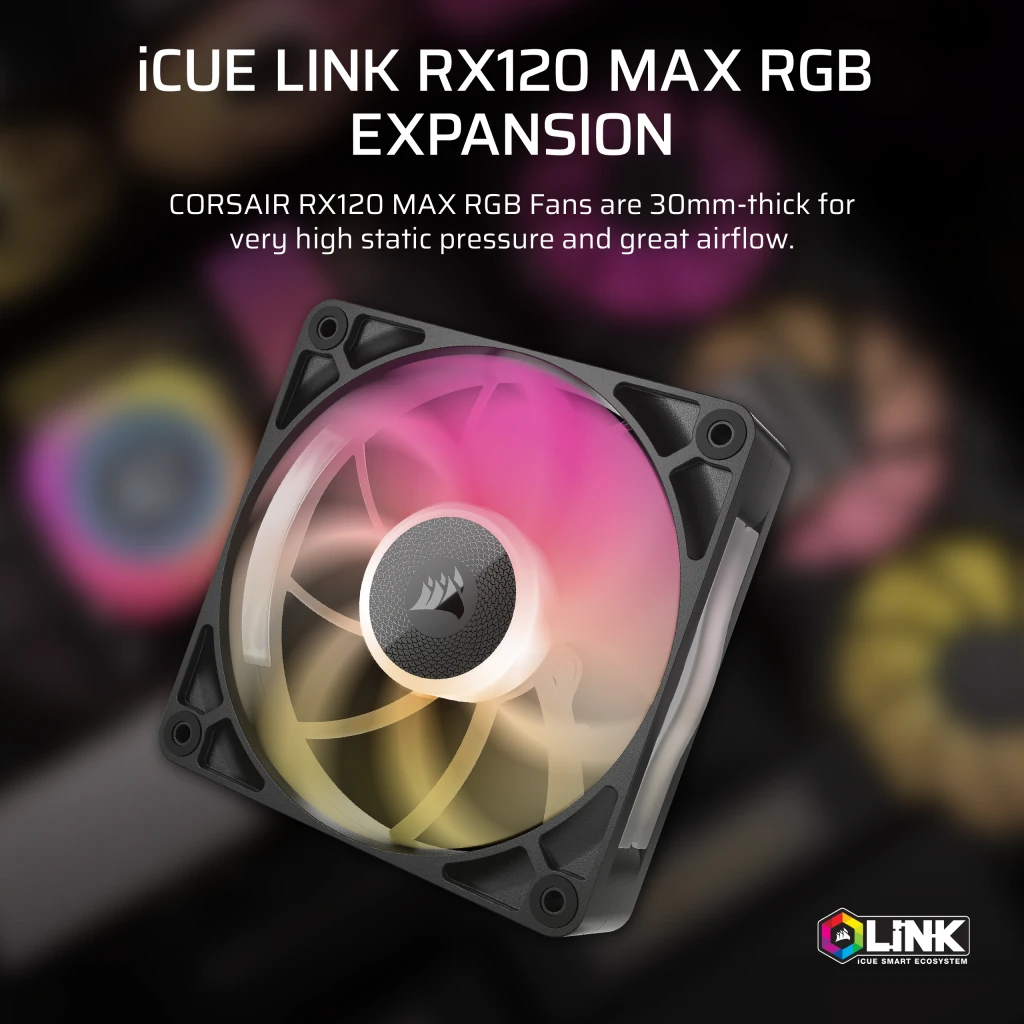 iCUE LINK RX120 MAX RGB 120mm PWM Thick Fan Expansion