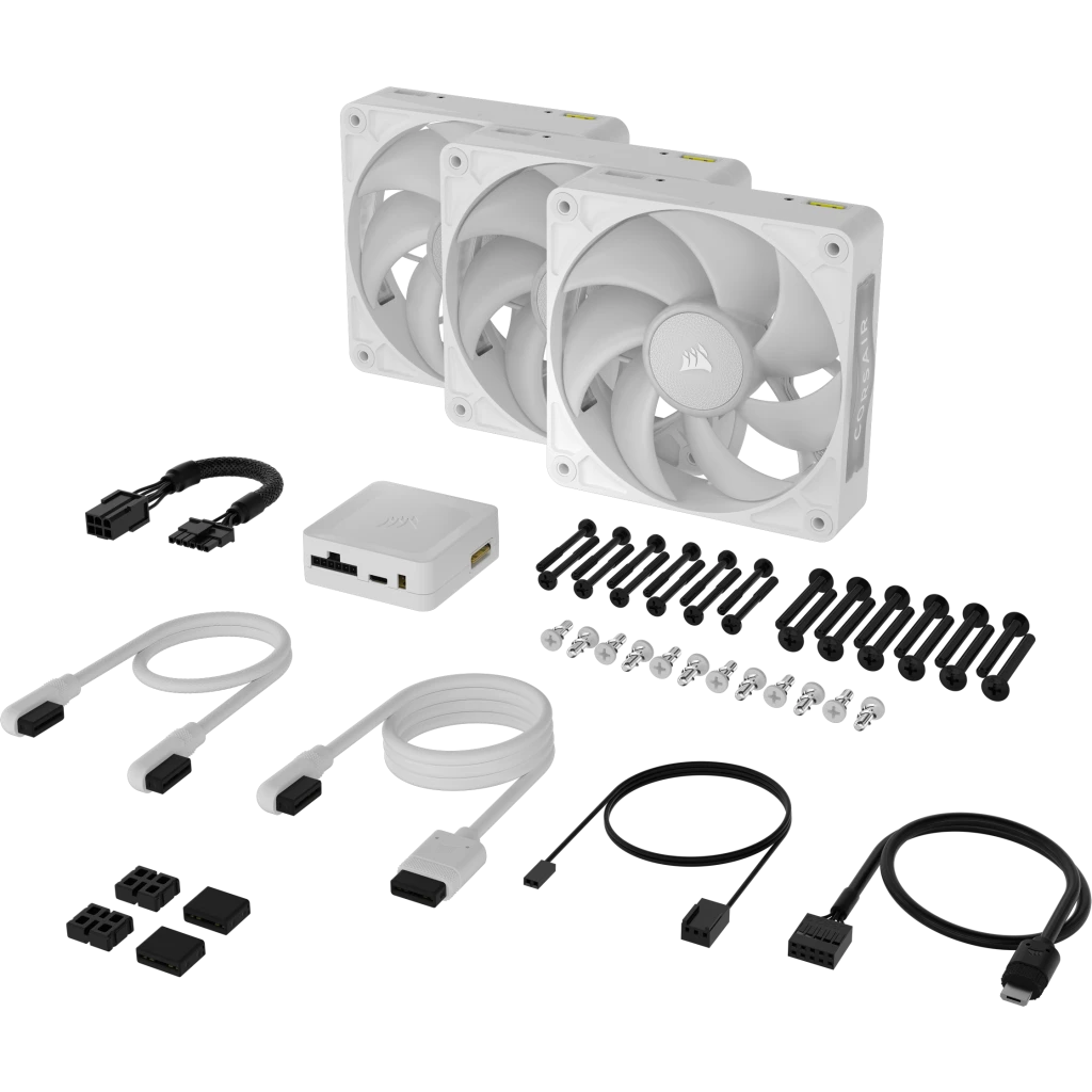 CORSAIR iCUE LINK RX120 RGB スターターキット(白) iCUE LINK RX120 RGB 120mm PWM Fan Triple Starter Kit - White