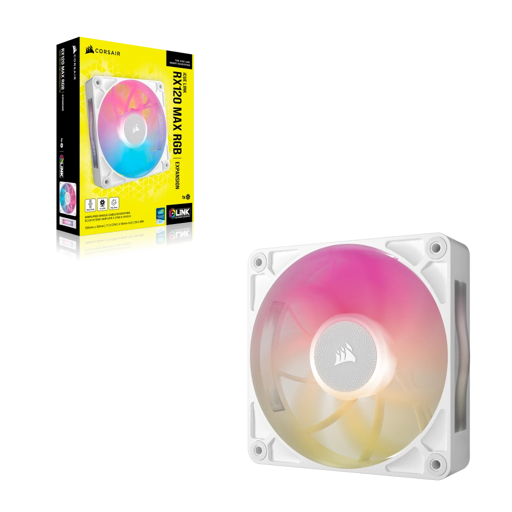 iCUE LINK RX120 MAX RGB 120mm PWM Thick Fan Expansion - White