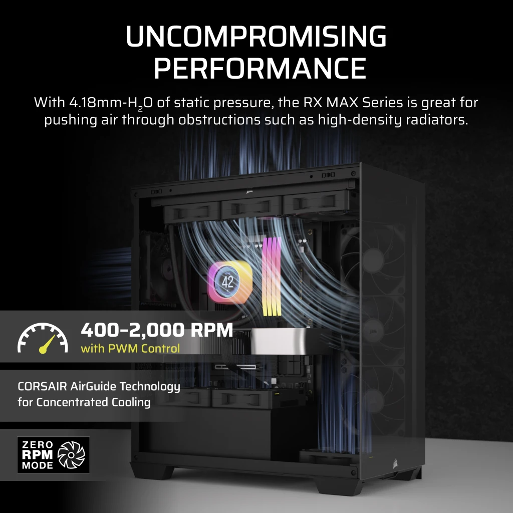 CORSAIR iCUE LINK RX120 MAX RGB スターターキット iCUE LINK RX120 MAX RGB 120mm PWM Thick Fans Starter Kit