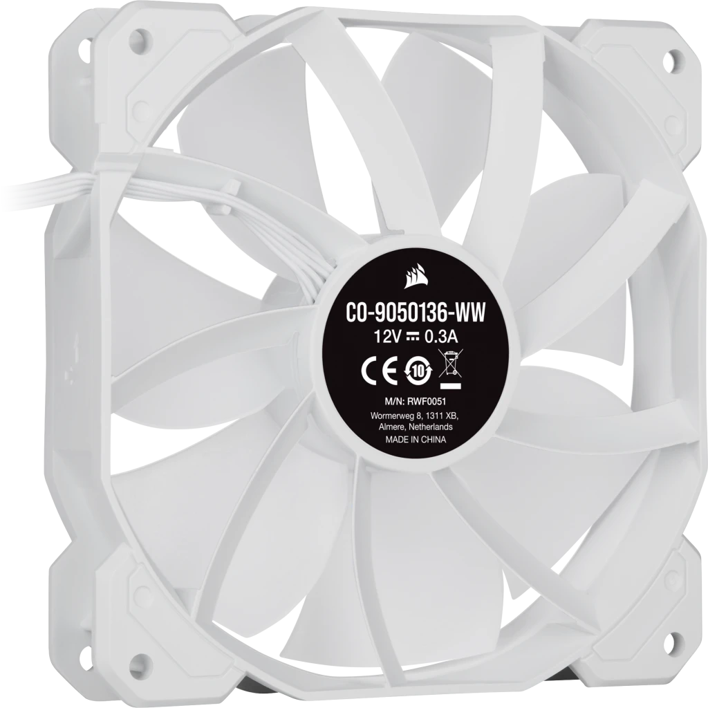 iCUE SP120 RGB ELITE Performance 120mm White PWM Fan — Single Pack