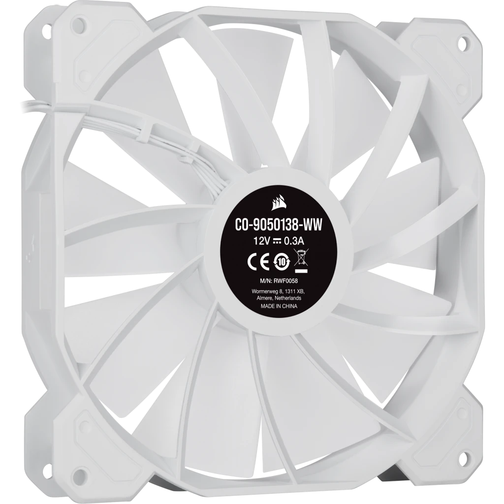iCUE SP140 RGB ELITE Performance 140mm White PWM Fan — Dual