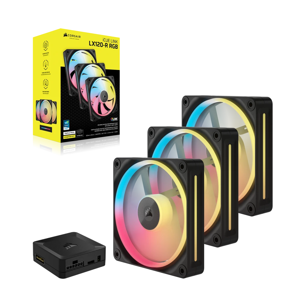 iCUE LINK LX120-R RGB 120mm PWM リバースファン スターターキット iCUE LINK LX120-R RGB 120mm PWM リバースファン スターターキット
