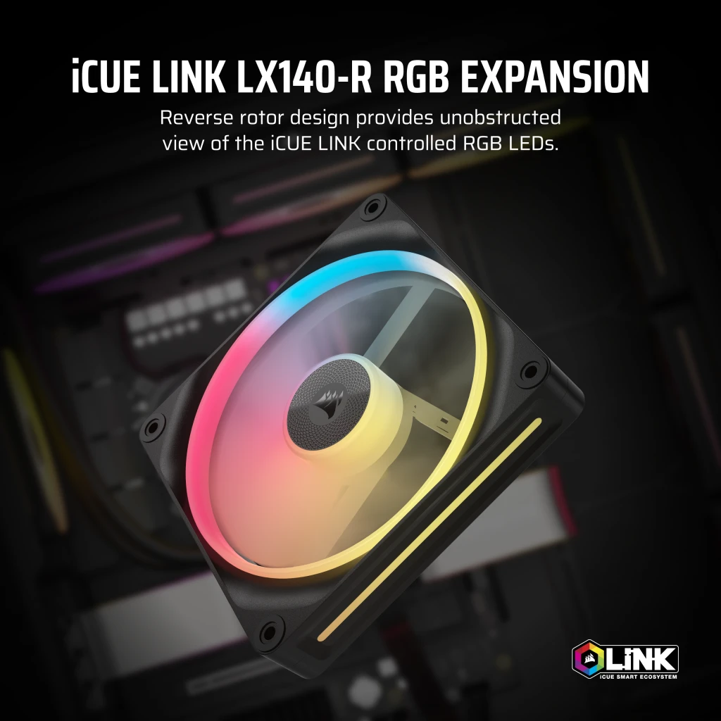 iCUE LINK LX140-R RGB 140mm PWM Reverse Fan Expansion