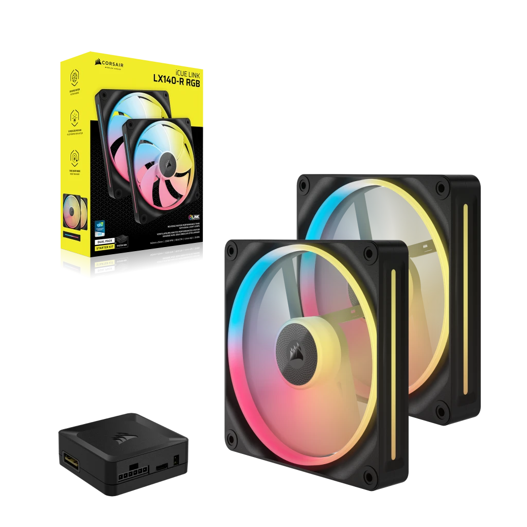 Corsair LX140-R（リバース）RGBスターターキット iCUE LINK LX140-R RGB 140mm PWM リバースファン スターターキット