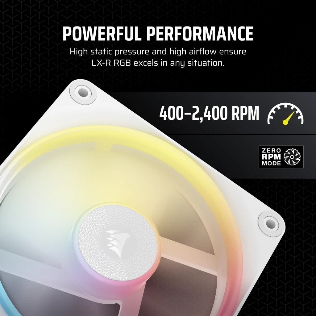 Corsair iCUE LINK LX120-R RGB 120mm PWM Reverse Fan Expansion - White thumbnail 6
