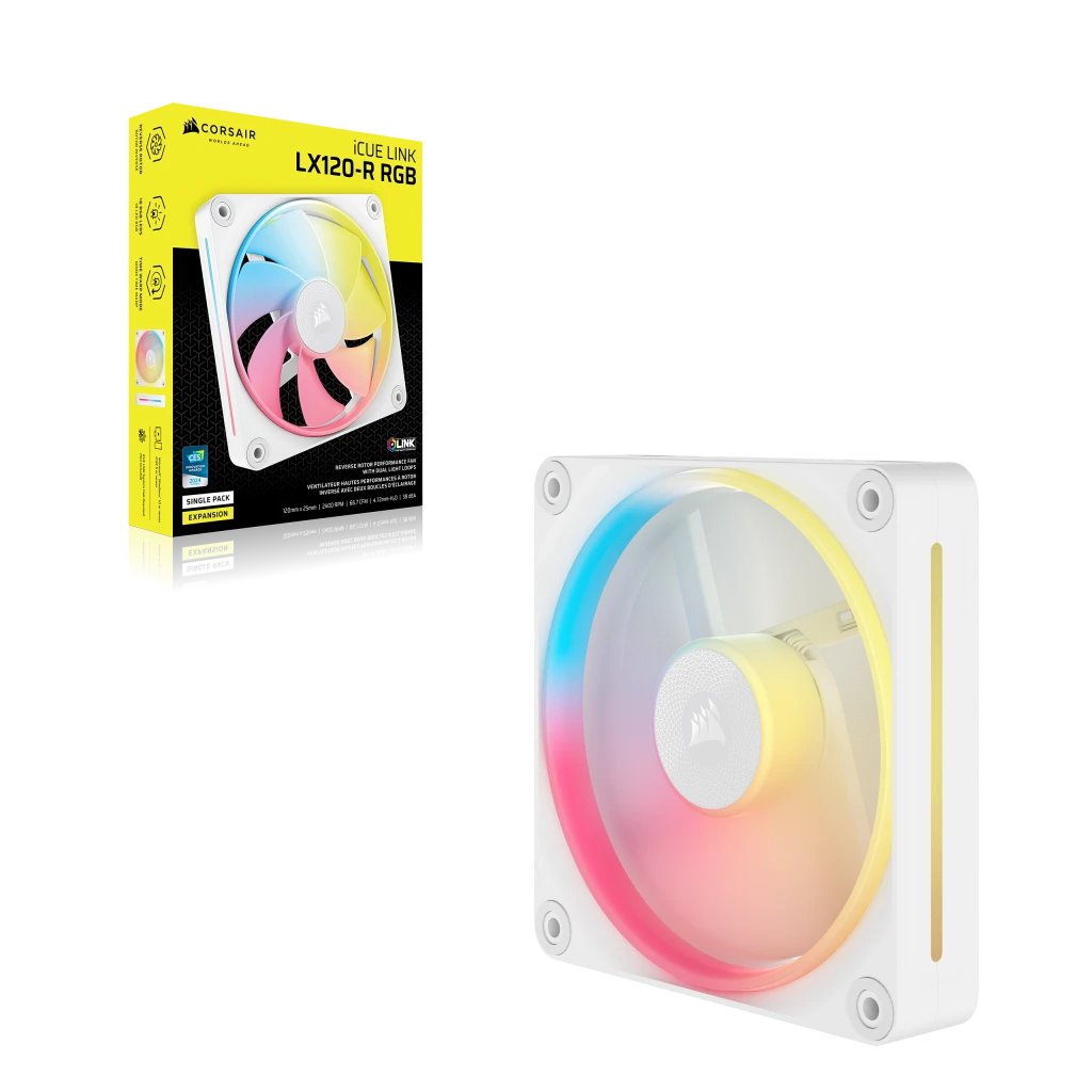 iCUE LINK LX120-R RGB 120mm PWM リバースファン拡張 - ホワイト