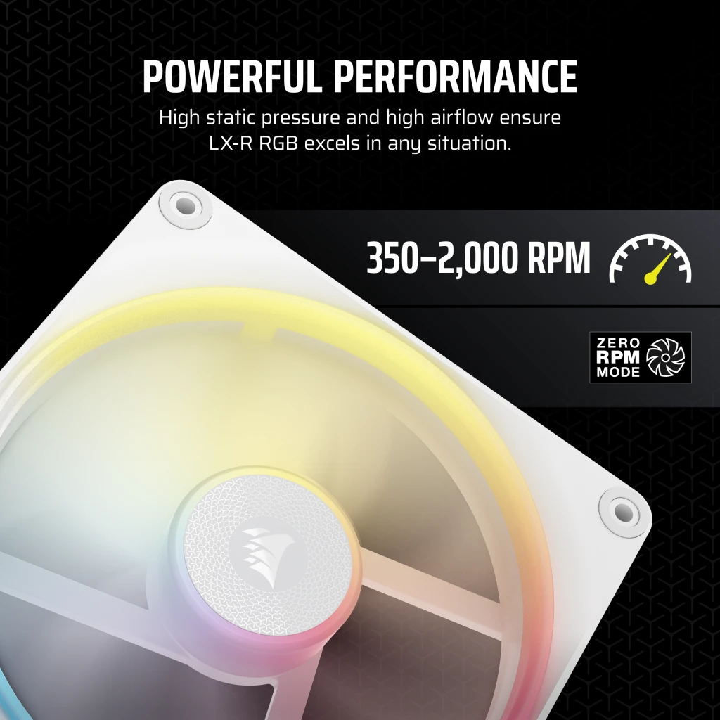 Corsair iCUE LINK LX140-R RGB 140mm PWM Reverse Fan Expansion - White thumbnail 6
