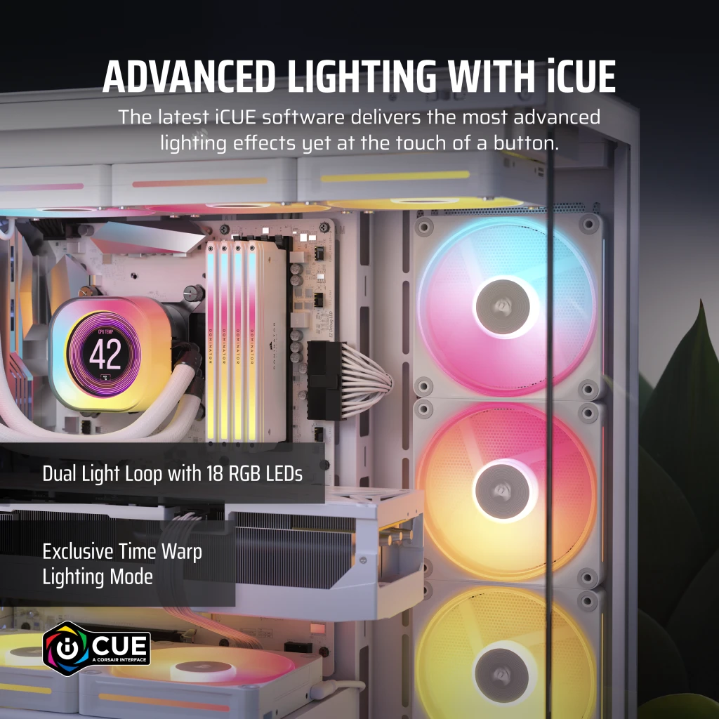 iCUE LINK LX140-R RGB 140mm PWM Reverse Fans Starter Kit - White