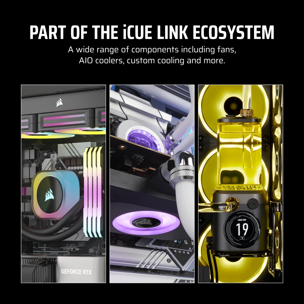 iCUE LINK LX140-R RGB 140mm PWM Reverse Fans Starter Kit - White