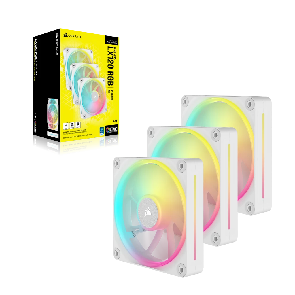 【日本製】 LX120 LINK iCUE RGB ホワイト - スターターキット ファン PWM 120mm PC用ファン・クーラー