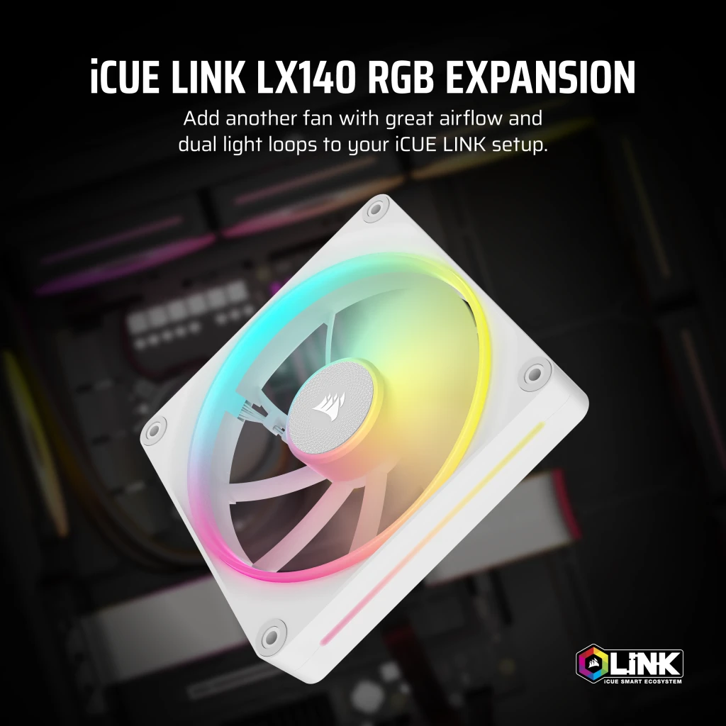 iCUE LINK LX140 RGB 140mm PWM Single Fan Expansion - White
