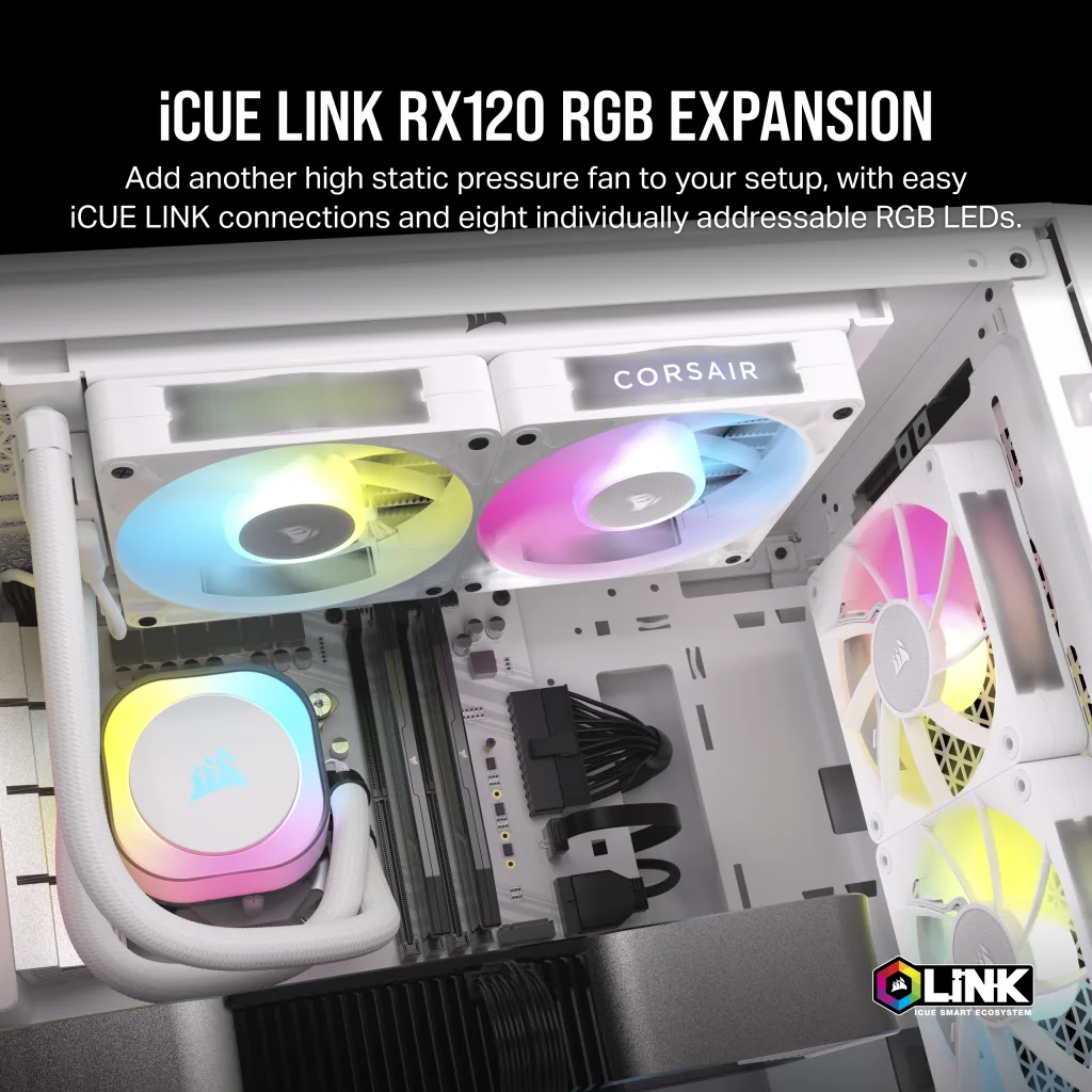 iCUE LINK RX120 RGB 120mm PWM Single Fan Expansion - White