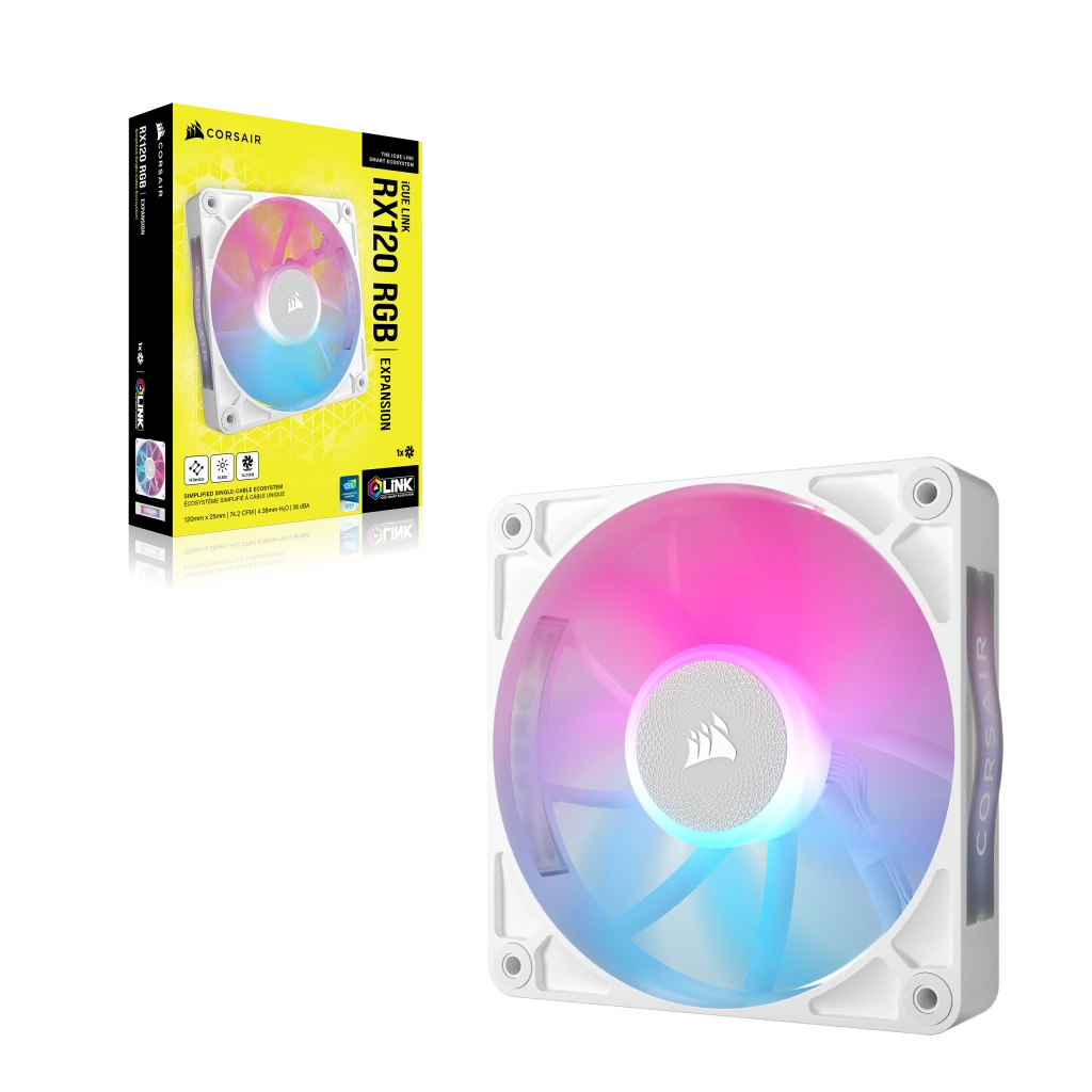 【受注生産品】 iCUE LINK RX120 RGB 120mm PWM Single Fan Expansion - White PC用ファン・クーラー