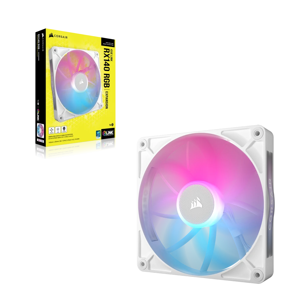 素晴らしい iCUE LINK RX140 RGB 140mm PWM シングルファン拡張 - ホワイト PC用ファン・クーラー