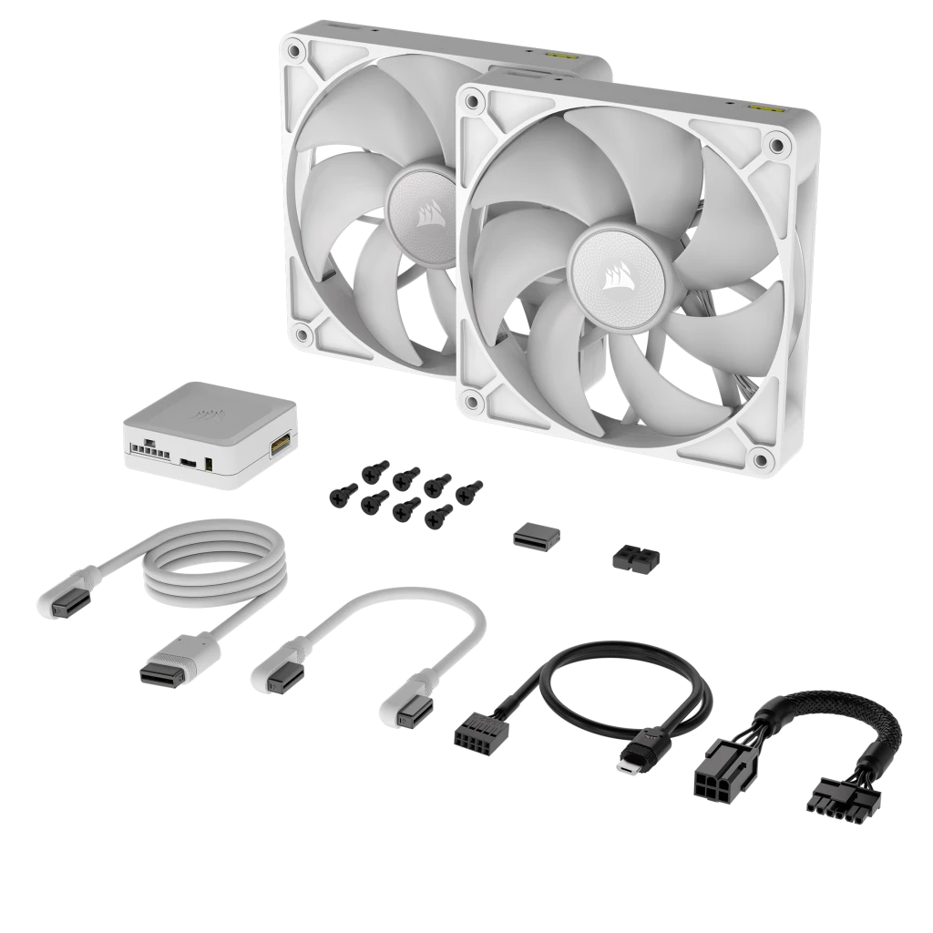 iCUE LINK RX140 RGB 140mm PWM Fan Twin Starter Kit - White
