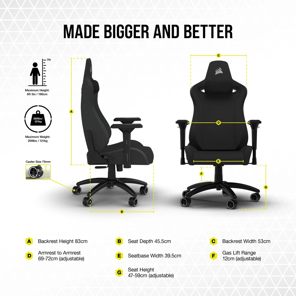 TC200 Gaming Soft – Fabric – Black/Black Chair