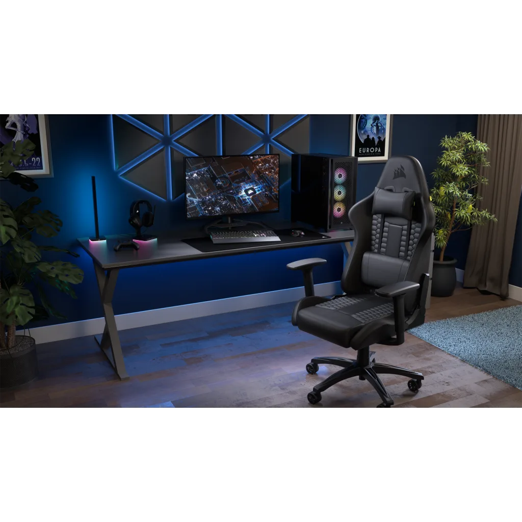 TC100 RELAXED Gaming Chair Leatherette Black Black UK