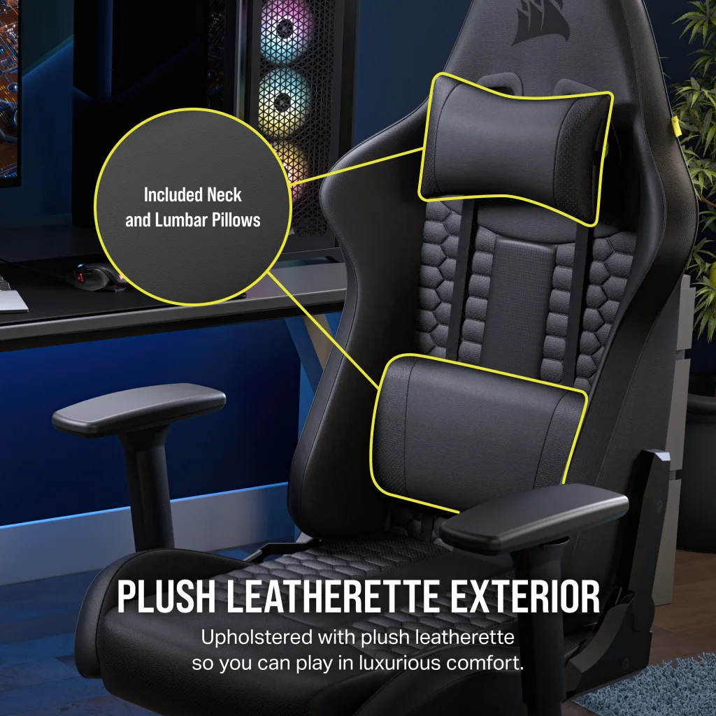 RELAXED Gaming Black/Black Chair Leatherette TC100 -