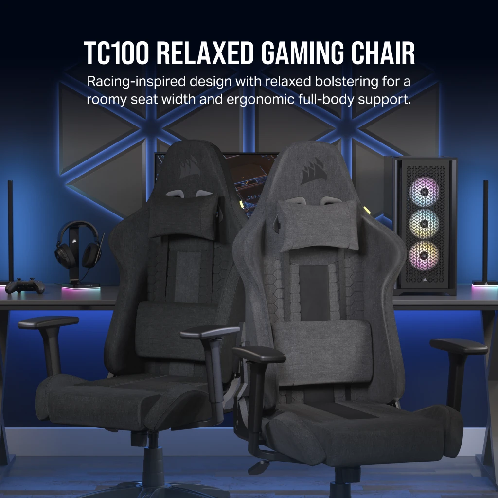 TC100 RELAXED Gaming Chair - Fabric Black/Black