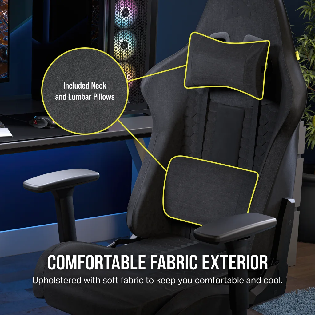 TC100 RELAXED Gaming Chair - Fabric Black/Grey