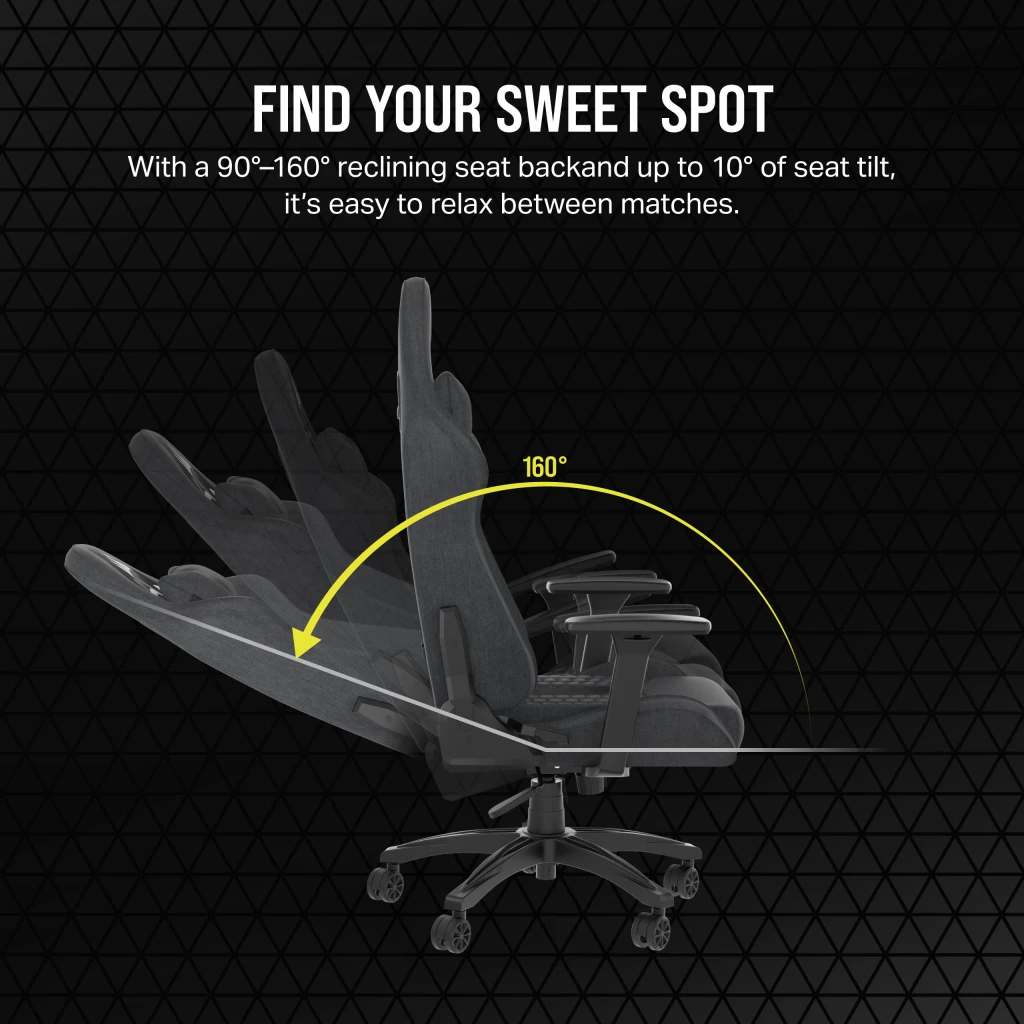 TC100 RELAXED Gaming Chair - Fabric Black/Grey