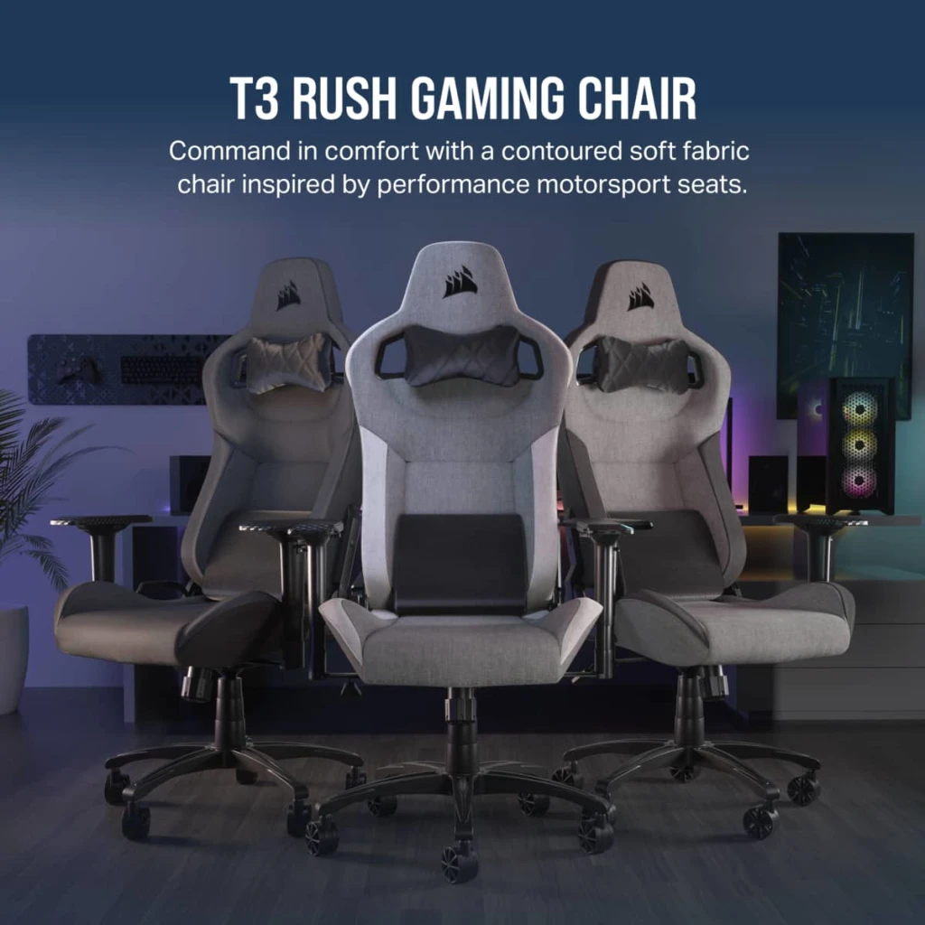 Fauteuil gaming Corsair T3 Rush Gris et Blanc - Chaise gaming