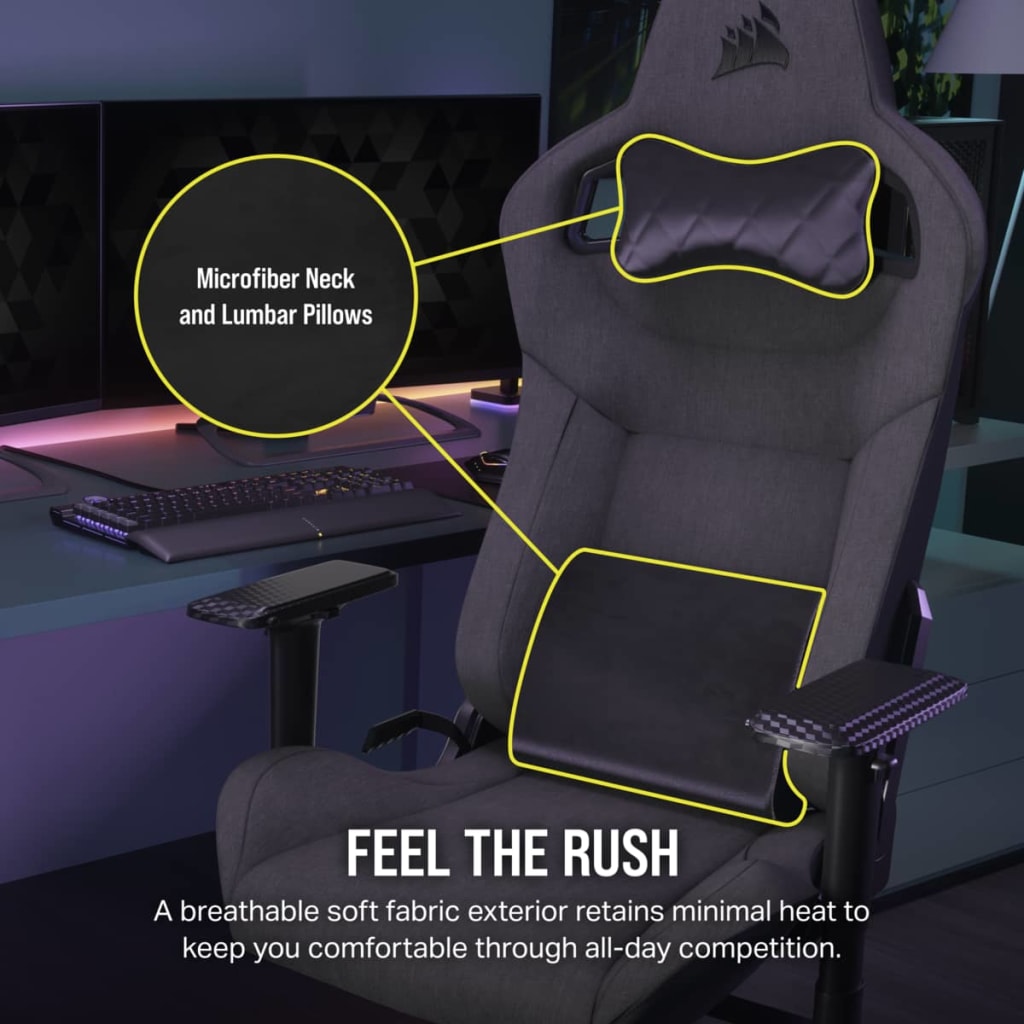 T3 RUSH Fabric Gaming Chair (2023) - Charcoal