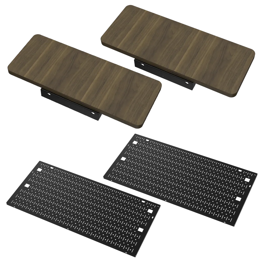 Platform6 Desk Desk Extensions and Side Peg Boards Kit, Wood, Dark Stain