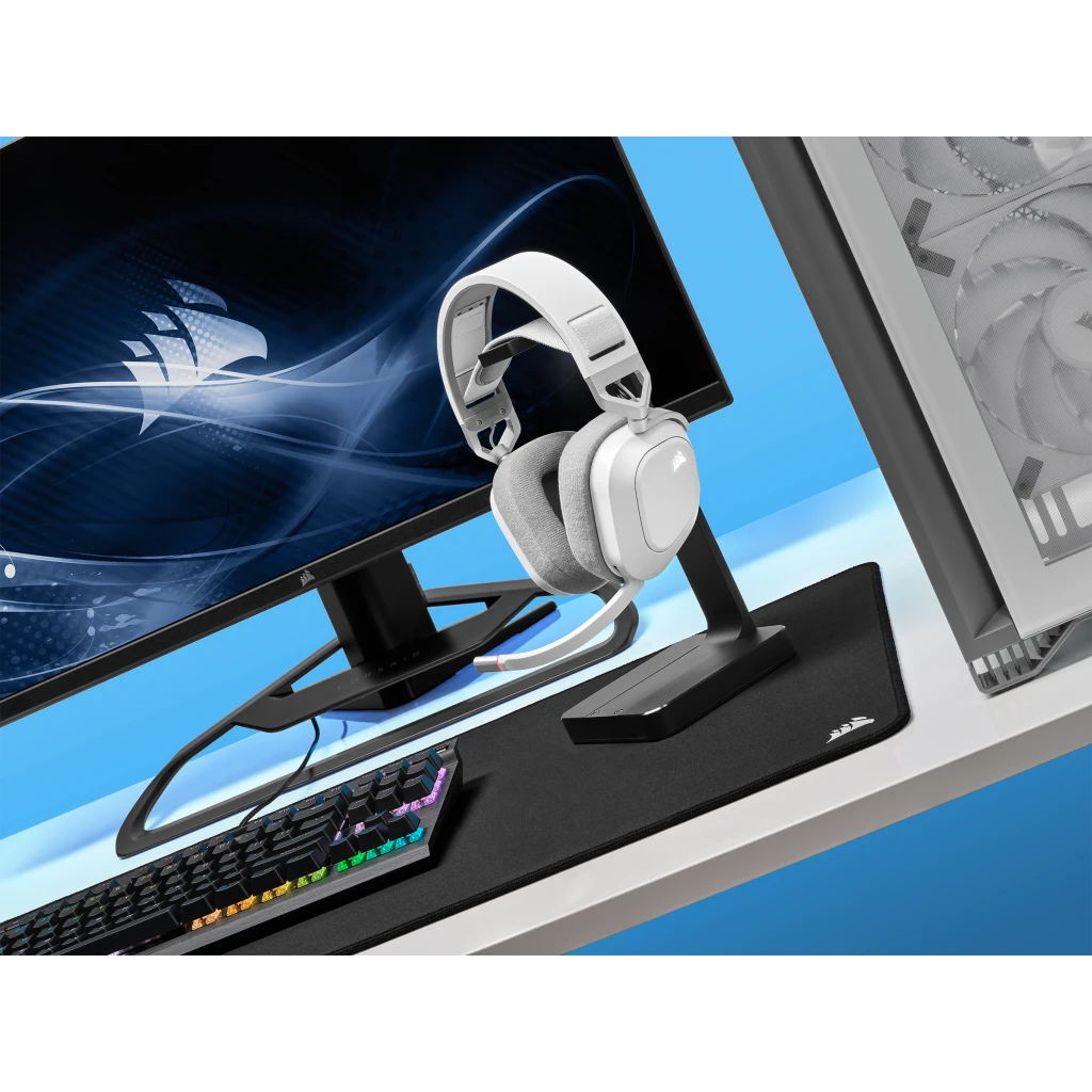CORSAIR Casque gaming premium HS80 RGB WIRELESS avec audio spatial, bl