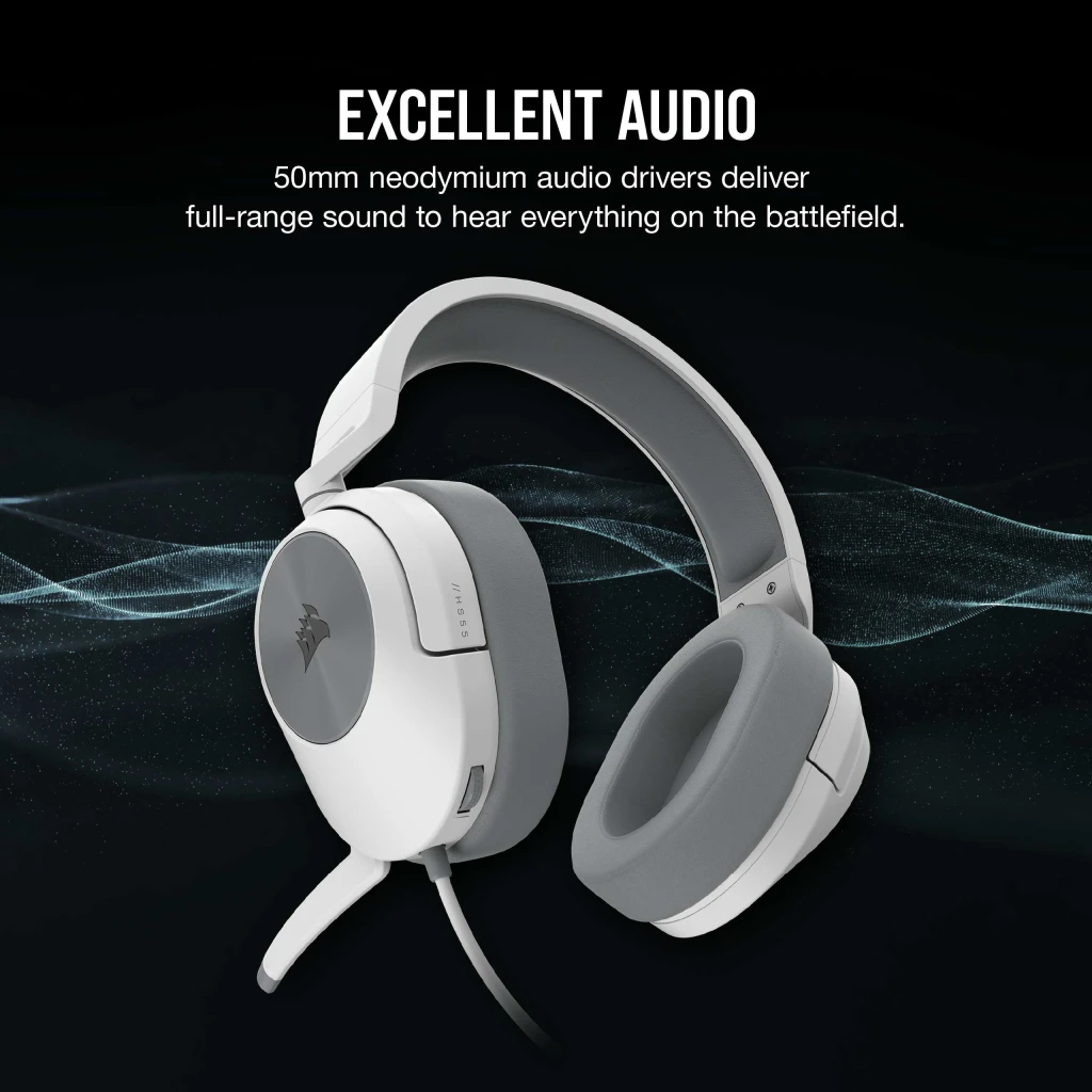 HS55 STEREO Wired Gaming Headset — White (AP)