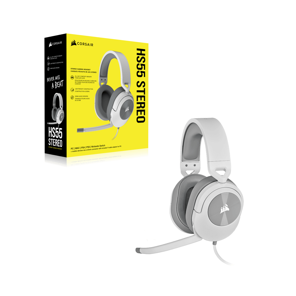 AURICULARES CORSAIR HS55 GAMING STEREO WHITE