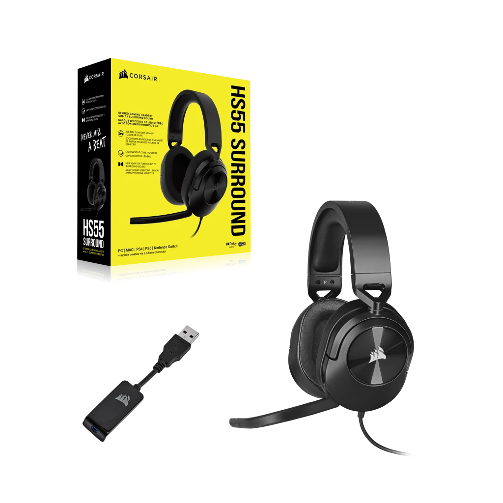 Corsair HS65 SURROUND Wired Gaming Headset - Carbon 840006643791