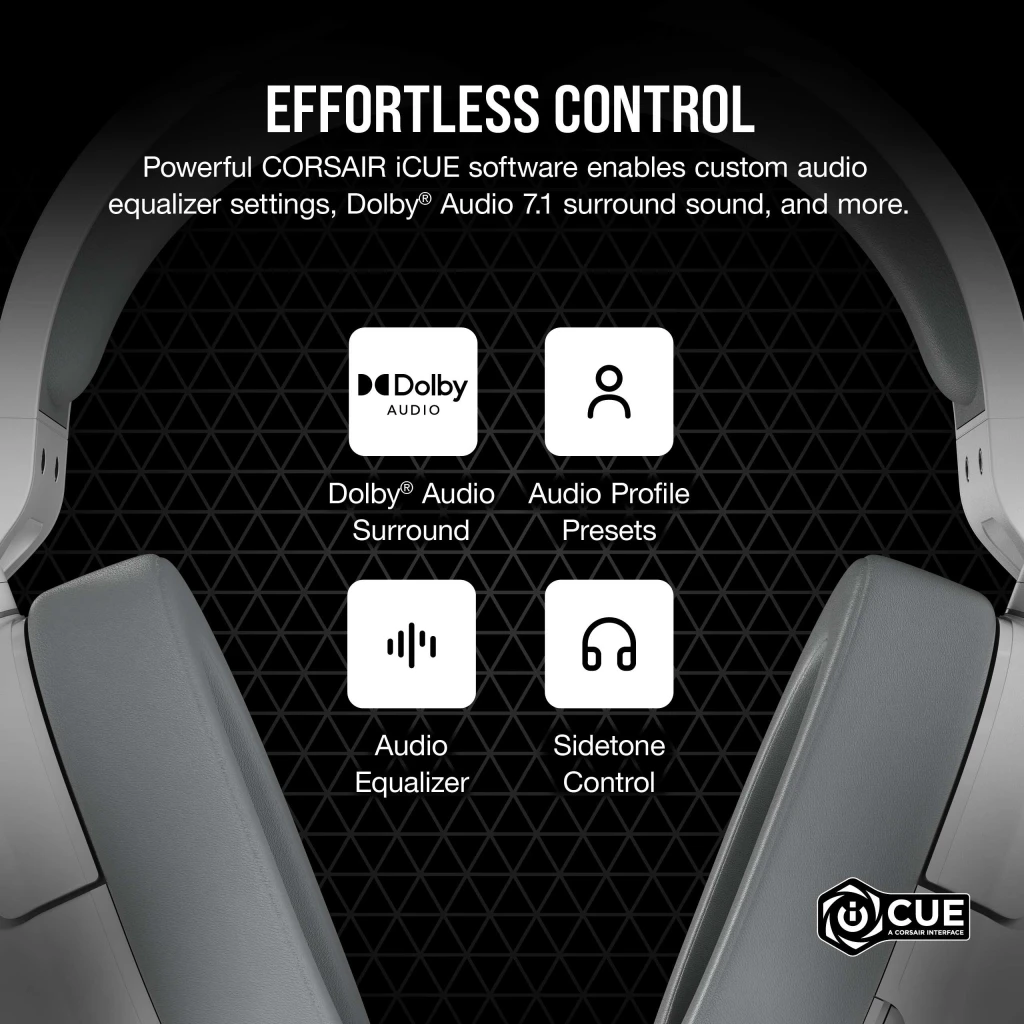Corsair HS55 SURROUND Wired Gaming Headset - White (EU) thumbnail 5