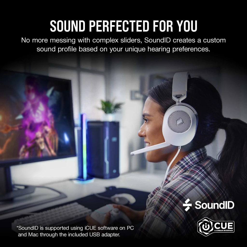 HS65 SURROUND Wired Gaming Headset — White (AP)