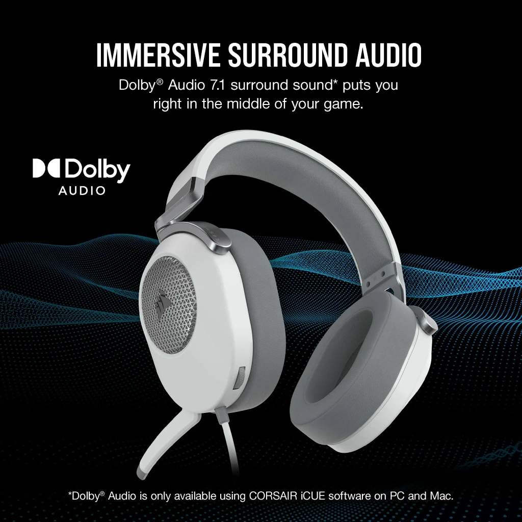 HS65 SURROUND Wired Gaming Headset — White (AP)