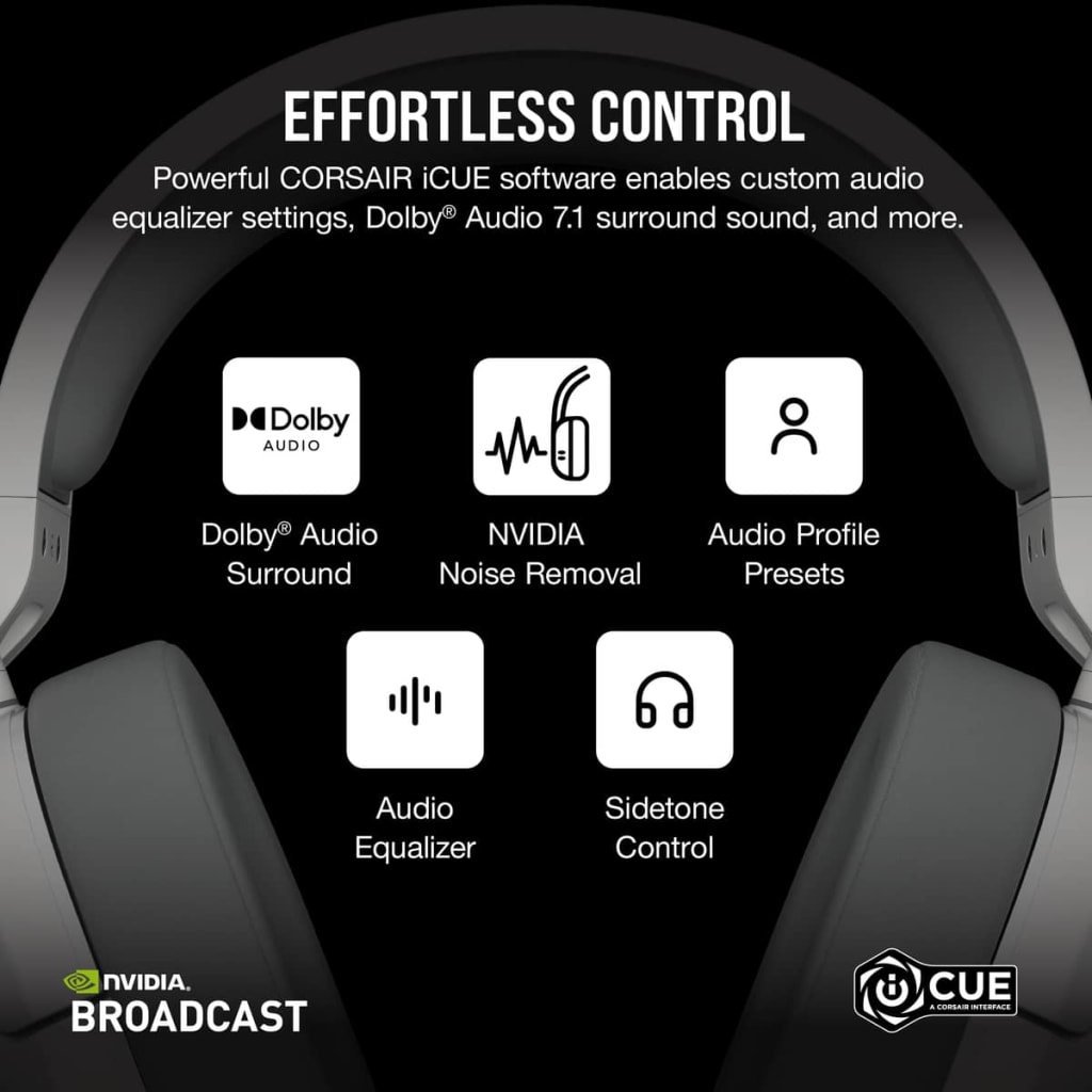 Corsair HS55 WIRELESS Gaming Headset - White (EU) thumbnail 6