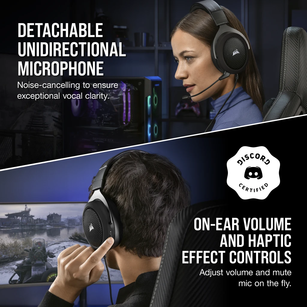 HS60 HAPTIC Stereo Gaming Headset with Haptic Bass — Carbon (Refurbished)