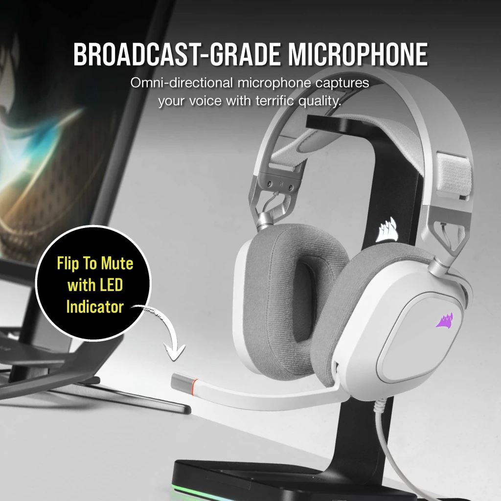 HS80 RGB USB Wired Gaming Headset — White (AP)